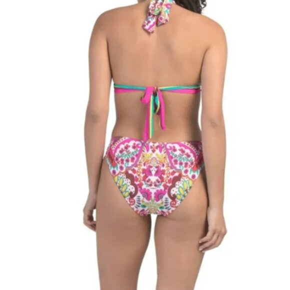 NWT TRINA TURK Multi Hawaiian G Halter And Hipster Bottoms Two-piece Bikini Set - Picture 3 of 4